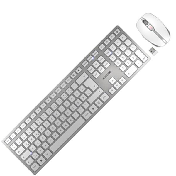 Preview: CHERRY Maus-Tastatur-Set DW9100 SLIM JD-9100DE-1 weiß/silber