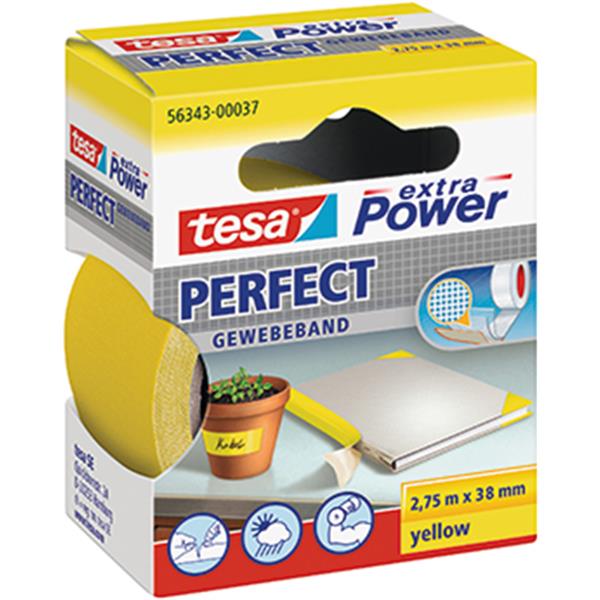 Preview: Tesa Gewebeband gelb 38mmx2.75m extra Power
