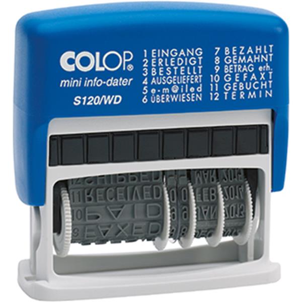 Preview: COLOP Datumstempel S120/WD mini info-dater blau/grau