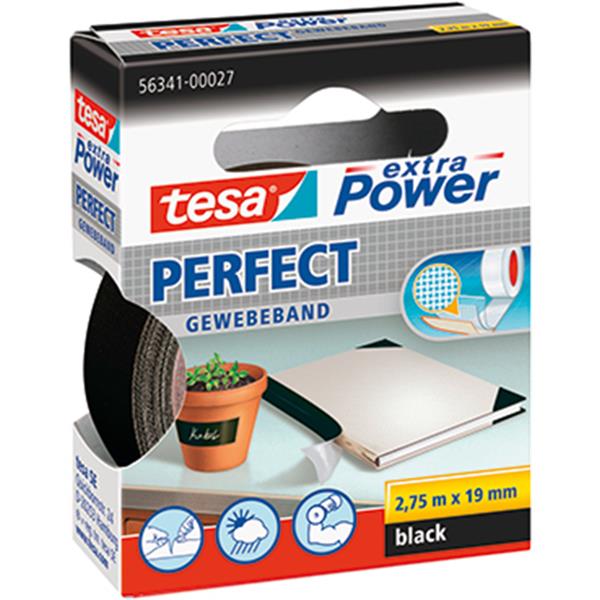 Preview: Tesa Gewebeband schwarz 19mmx2.75m extra Power