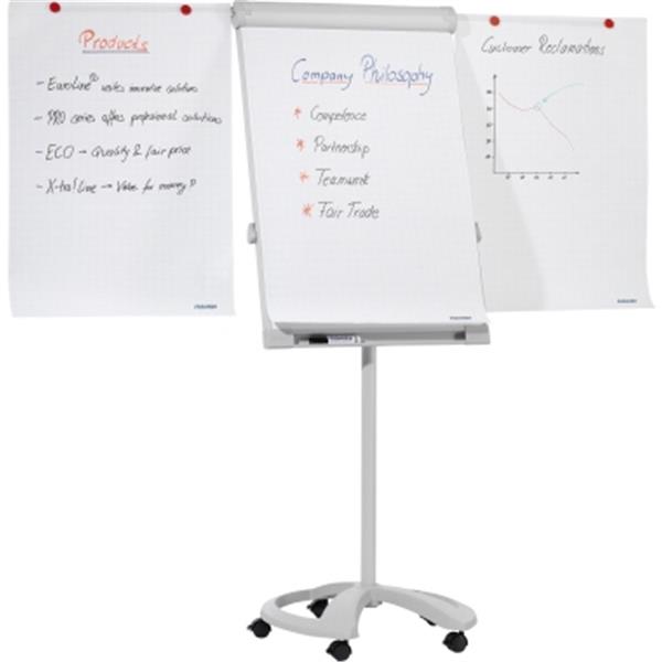 Preview: Flipchart-Tafel Deluxe Mobil 67x95cm magnetisch hellgrau