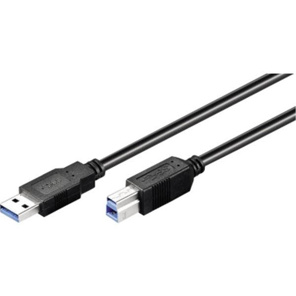 Preview: Goobay USB-Kabel 3.0 3m schwarz USB-A-Stecker/USB-B-Stecker