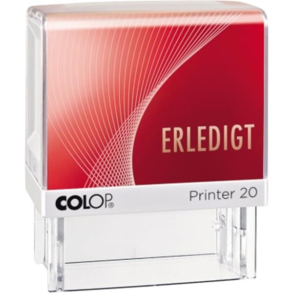 Preview: Textstempel ERLEDIGT 38mm Printer 20 selbstfärbend m. rotem Stempelkissen