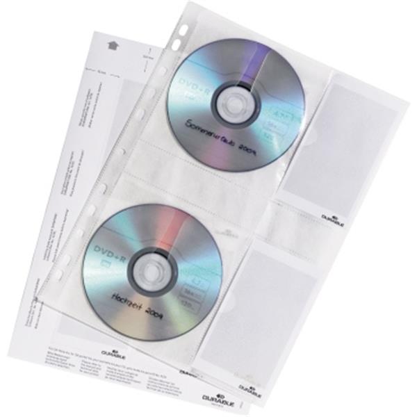Preview: CD/DVD-Abhefthüllen 4CDs transparent mit Schutzvlies     Packung 5 Hüllen