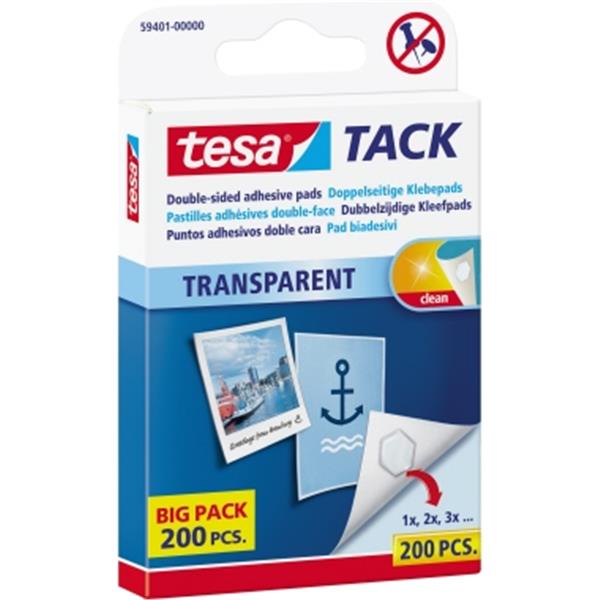Preview: Tesa Klebepads Tack transparent ablösbar             Packung 200 Stück