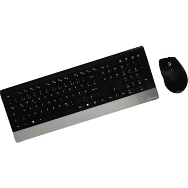 Preview: Tastatur-Maus-Set schwarz/silber 10m Reichweite. USB 2.0 combo/highline