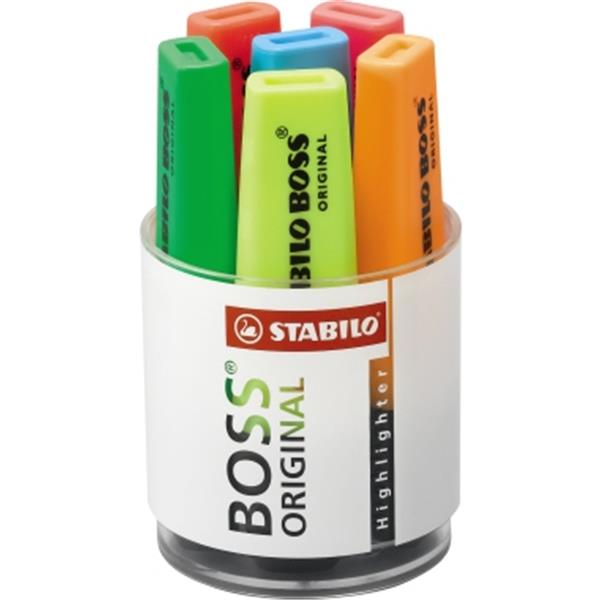 Preview: Textmarker 2-5mm 6er-Rundbox Boss gelb/blau/grün/rot/orange/pink