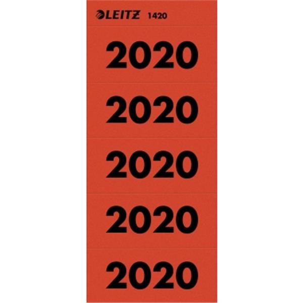 Preview: Inhaltsschilder 2020 60x25.5mm rot selbstklebend   Packung 100 Schilder