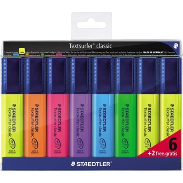 Preview: Textmarker 8er-Etui Topstar+2GRATIS gelb/orange/pink/violett/blau/grün