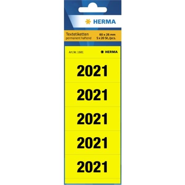 Preview: HERMA Inhaltsschilder 2021 gelb selbstklebend   Packung 100 Schilder