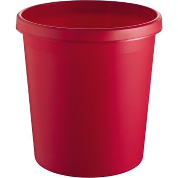 Preview: Papierkorb 18 Liter rot rund Kunststoff
