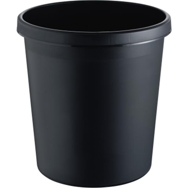 Preview: Papierkorb 18 Liter schwarz rund Kunststoff