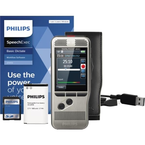 Preview: Philips Digital Diktiergerät DPM7200 Pocket Memo mit Schiebesteuerung