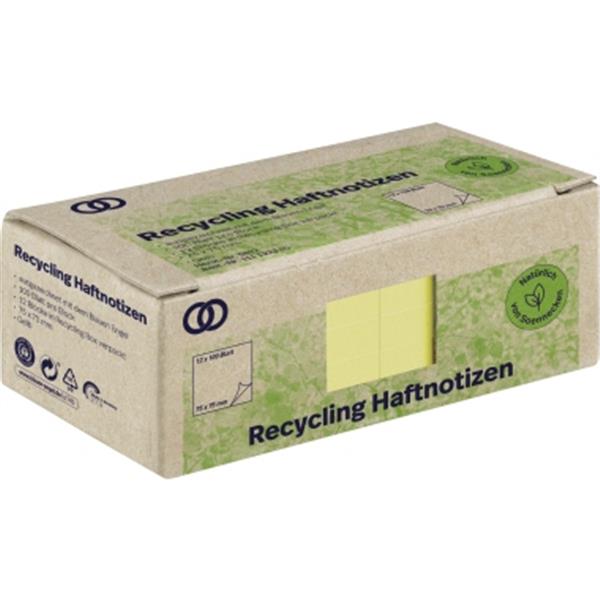 Preview: Haftnotizen 75x75mm gelb Recycling oeco 100Blatt       Packung 12 Stück