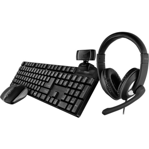 Preview: Trust Home-Office-Set Qoby 4in1 Tastatur/Maus/Webcam/Headset