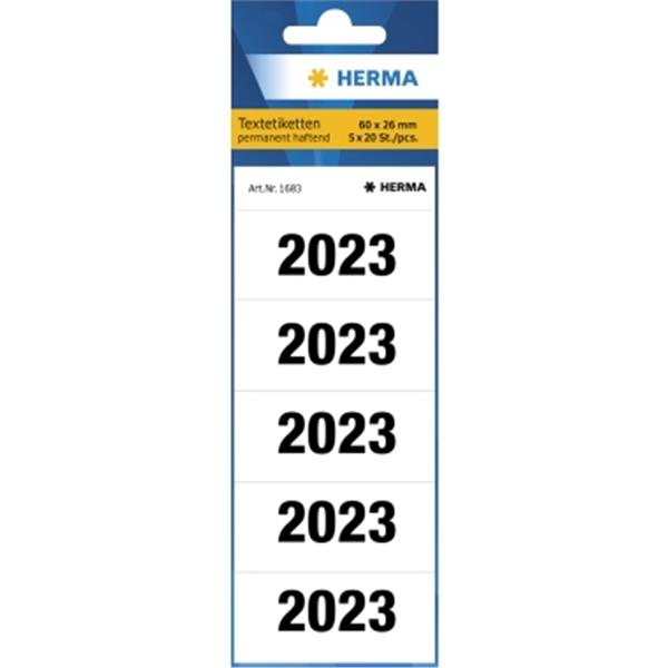 Preview: HERMA Jahresschilder 2023 weiß selbstklebend   Packung 100 Schilder