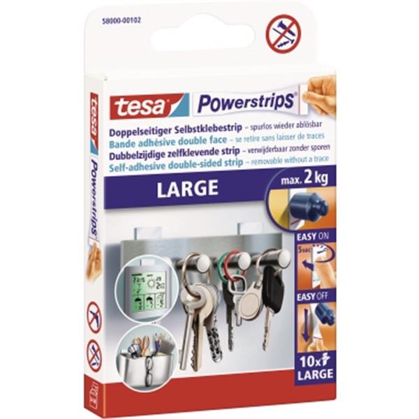 Preview: Tesa Powerstrips LARGE 50x20mm bis 2kg Haftkraft      Packung 10 Strips