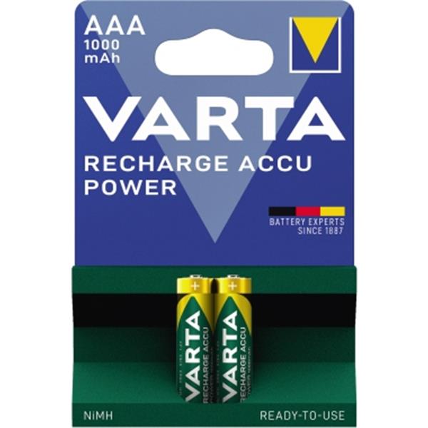 Preview: Varta Akku AAA/Micro 1.2V/1000mAH HR03 Ready to use       Pack 2 Stück