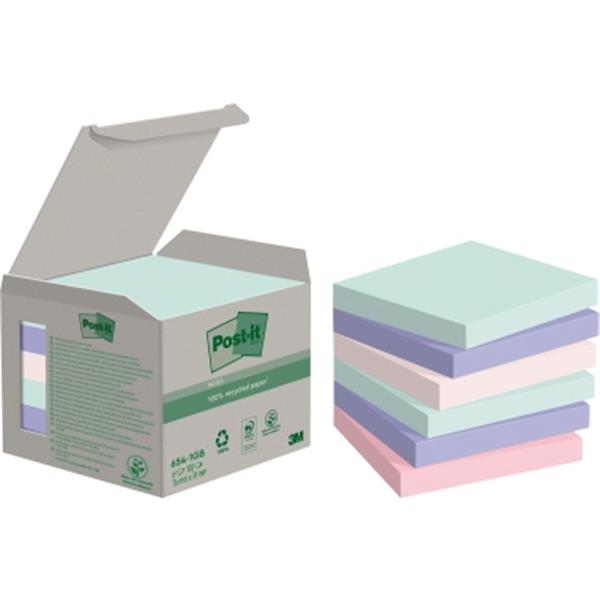 Preview: Haftnotizen 76x76mm Recycling Notes Post-it Pastell sortiert 6 St./Pack.