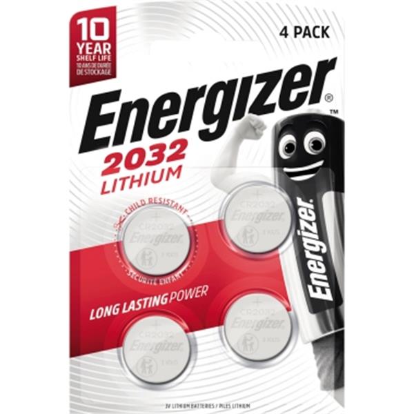 Preview: Energizer Knopfzellen CR2032 Lithium 3V                       4 St./Pack.