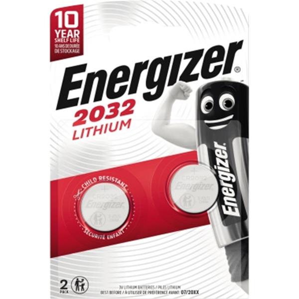 Preview: Energizer Knopfzellen CR2032 Lithium 3V                       2 St./Pack.