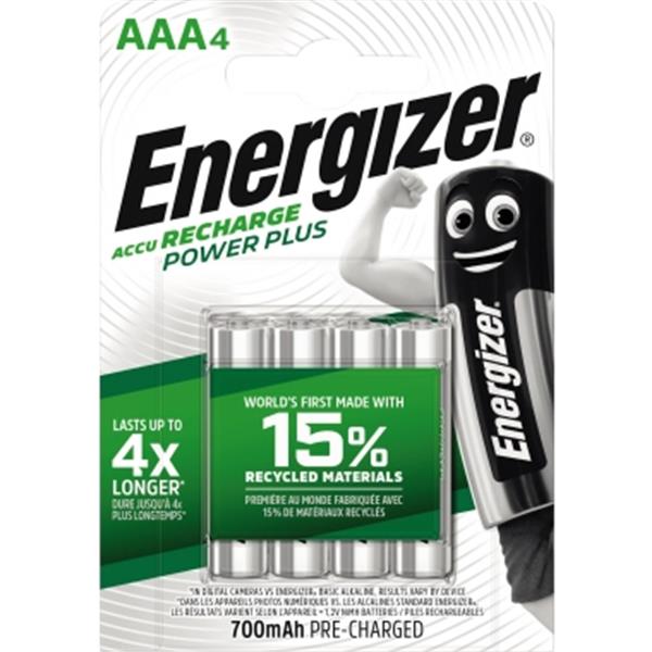 Preview: Energizer Akku AAA/Micro 1.2V/700mAh HR03 Recharge Power Plus 4 St./Pack.