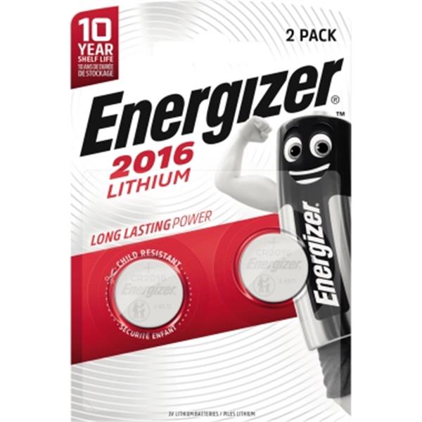 Preview: Energizer Knopfzellen CR2016 Lithium 3V                       2 St./Pack.