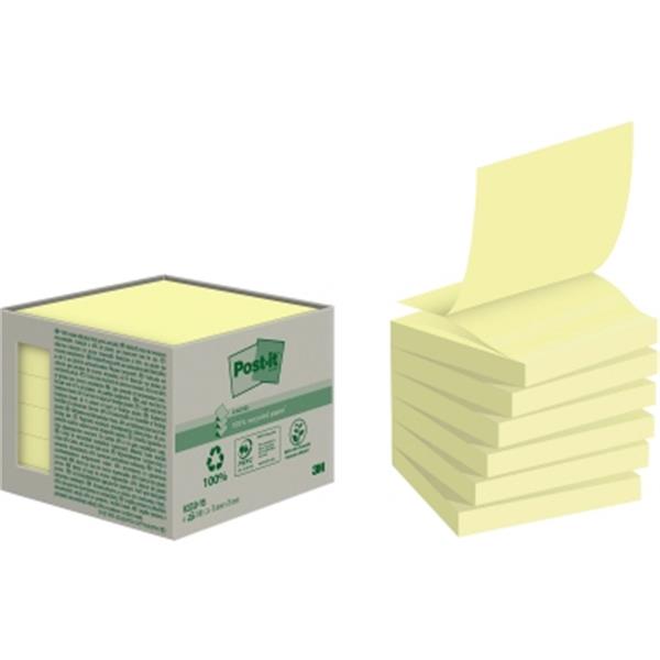 Preview: Z-Notes-Haftnotizen Mini-Tow.76x76mm 100Bl/Block-6erPack-Recycling gelb