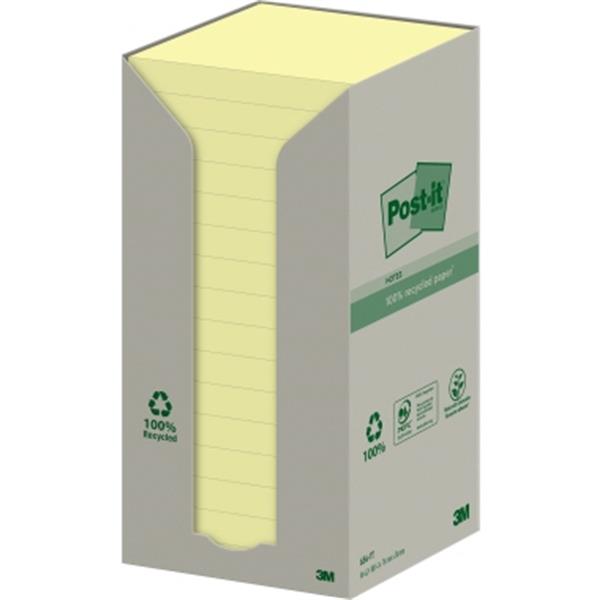 Preview: Haftnotizen 76x76mm Recycling Notes gelb 100 Blatt Post-it  16 St./Pack.