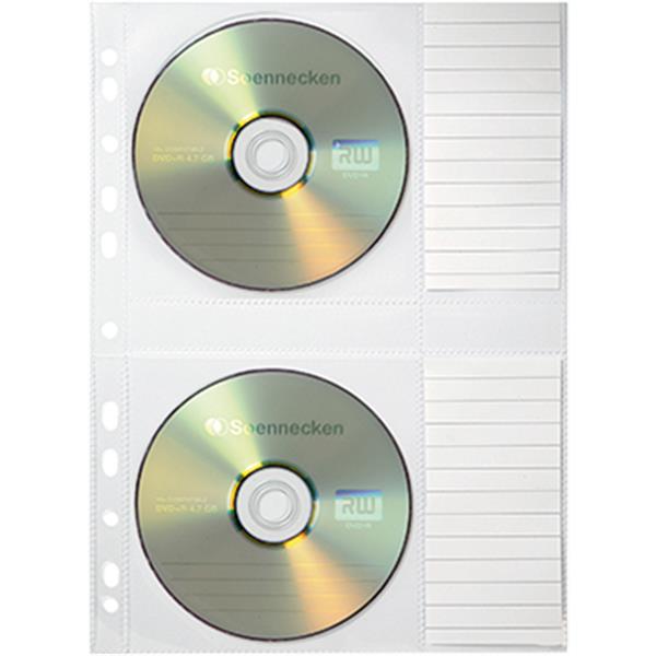 Preview: CD/DVD Abheft-Hülle für 2 CD's PP transparent 20.7x26.1cm   Pack 5 St.