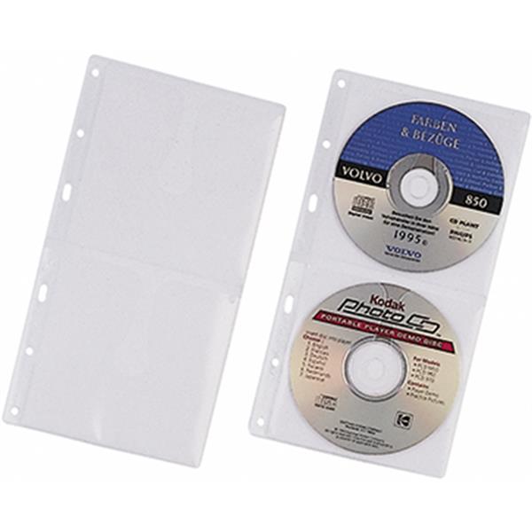 Preview: CD/DVD-Abhefthüllen 2CDs transp. PP für A4 Ordner       Packung 5 Hüllen