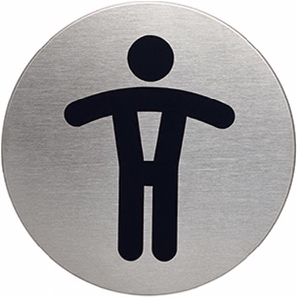 Preview: Türschild silber 83mm-rund Herren Piktogramm für WC-Türen