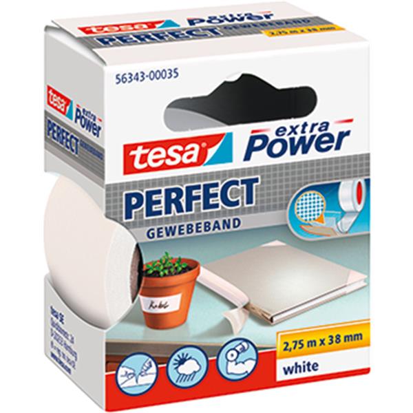 Preview: Tesa Gewebeband weiß 38mmx2.75m extra Power