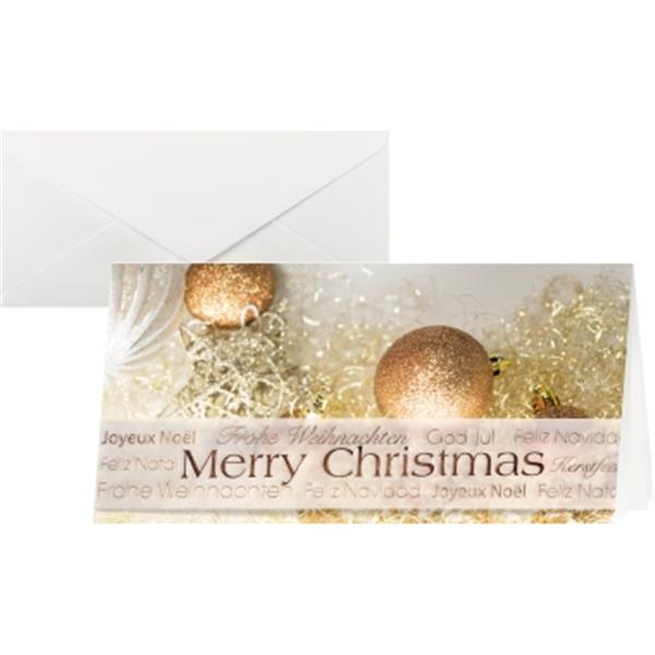 Preview: Weihn.-Karten DL Christmas Glitter inkl. Umschläge  Packung je 10 Stück