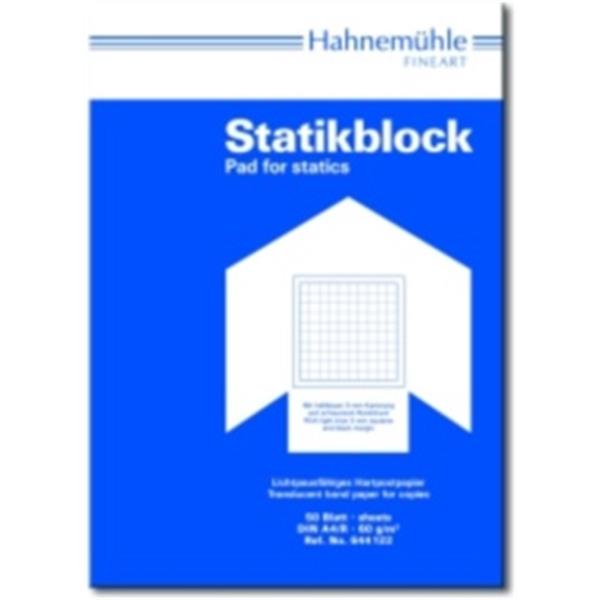 Preview: Statikblock A4/weiß 60g/50Bl. Rand