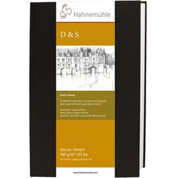 Preview: Skizzenbuch D&S A5hoch 140g 80 Blatt schwarz Fadenheftung Hochformat