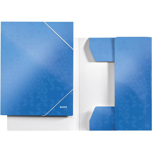 Preview: Eckspannermappe A4 blau-metallic Karton/Pappe Wow