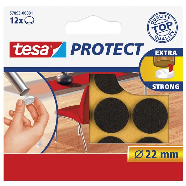 Preview: Filzgleiter Protect 22mm rund braun Tesa  extra strong      12 St./Pack.