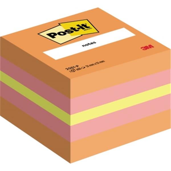 Preview: Haftnotizwürfel 51.8x51.8mm 3-farbig Mini 400Blatt pink.neonpink.orange