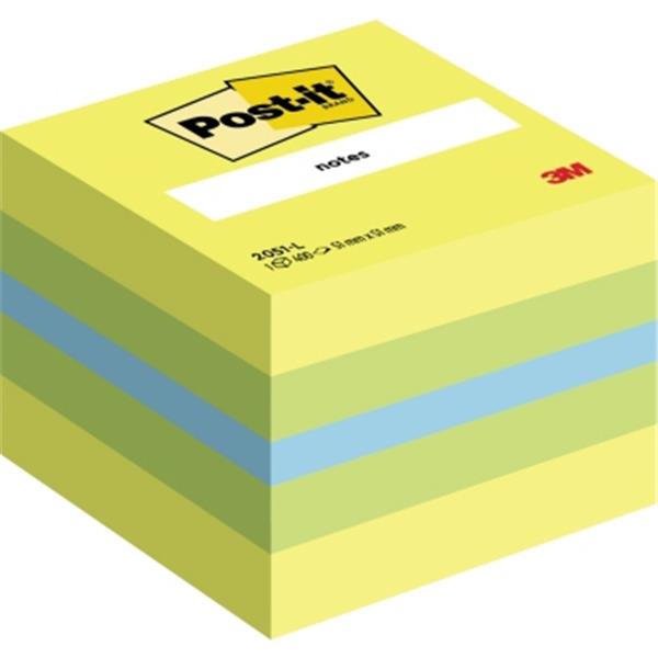 Preview: Haftnotizwürfel 51.8x51.8mm 3-farbig Mini 400Blatt gelb.limonengrün.blau