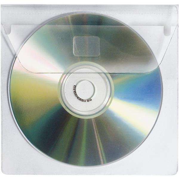 Preview: CD/DVD-Selbstklebehülle transparent für 1 CD           Packung 100 Stück