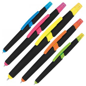 Kugelschreiber aus Plastik mit Textmarker und Touchfunktion