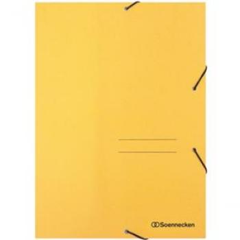 Eckspanner-Mappe A4 gelb 390g Karton mit 3 Jurisklappen und Gummizug