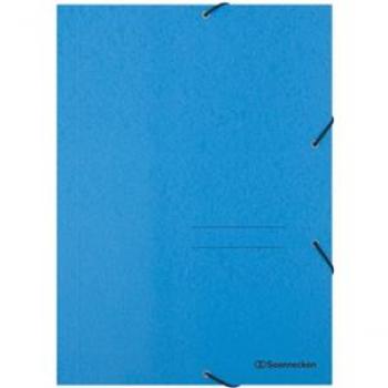 Eckspanner-Mappe A4 blau 390g Karton mit 3 Jurisklappen und Gummizug