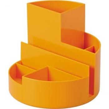 Köcher orange Kunststoff rund mit verschiedenen Fächern