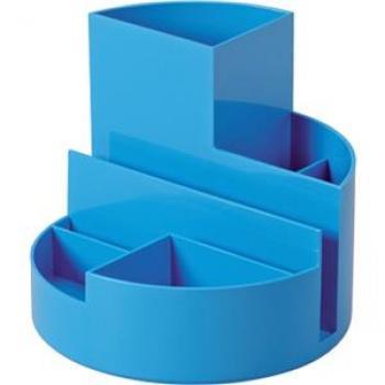 Köcher hellblau Kunststoff rund mit verschiedenen Fächern