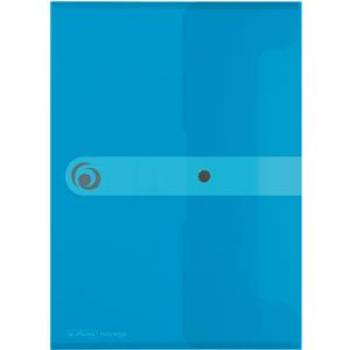 Dokumententasche A4 PP transparent blau mit Druckknopfverschluss