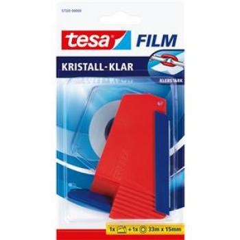 Tesa Haushaltsabroller rot-blau inkl Film 15mmx33m kristall-klar