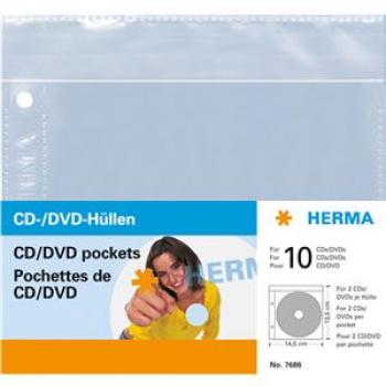 HERMA CD/DVD Hülle 7686 145x135mm PP tr 5 St./Pack.