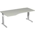 Geramöbel Schreibtisch Flex links 180x100x68-82cm Lichtgrau/Silber